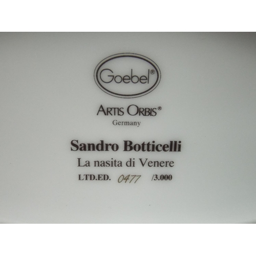 7 - Goebels Oval Vase, Sandro Botticelli print. Ltd ed. 10 inches tall