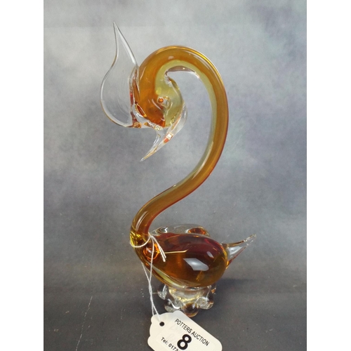 8 - Murano type Stylised glass bird.