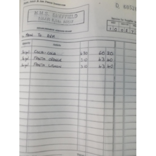 87 - A Subsidiary Bar Stock Record from HMS Sheffield, 1970's.