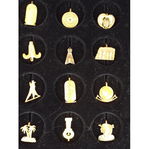 88 - 925 gold plated Silver Chain plus 28 Gold plated Silver Egyptian Pendants in presentation box.