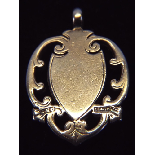 89 - Gold Inlaid Silver Fob, Hallmarked for Birmingham 1930.