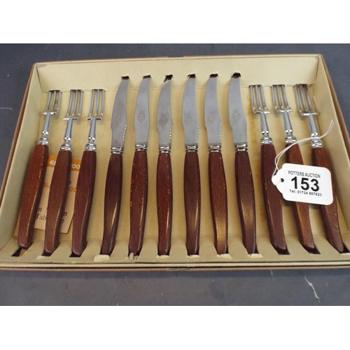 153 - Set of Boxed Sheffield cutlery, stainless steel blades.