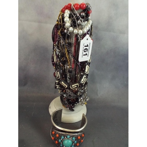 161 - Selection of Costume Necklaces, Bracelets on jewellery stand.