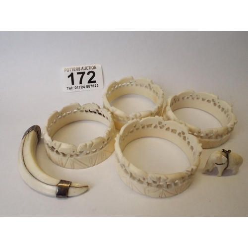 172 - Selection of Carved Napkin rings etc