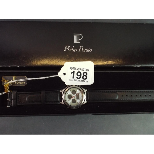 198 - Phillip Perseau quartz watch in original box for spares or repairs.