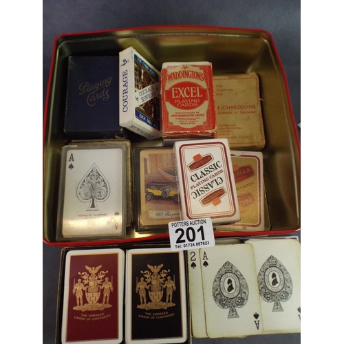 201 - Selection of Various vintgage playing cards.