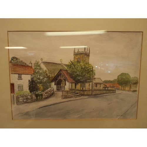 208 - Two framed and mounted watercolours of Broughton Church. Signed by artist.