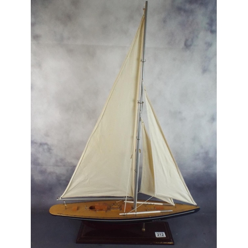 212 - large Model of a racing keelboat, approx Two feet long and Three feet tall.