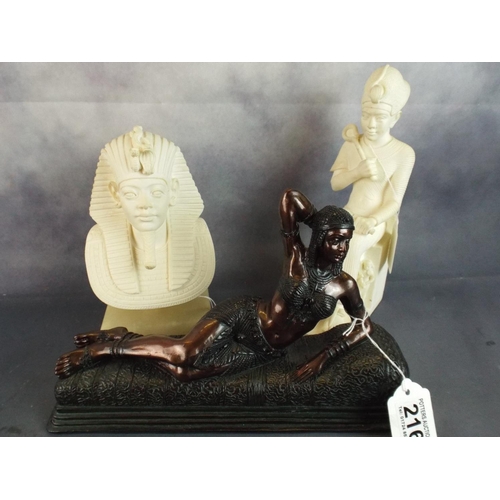 216 - Three heavy resin models of Egyptian Figures.