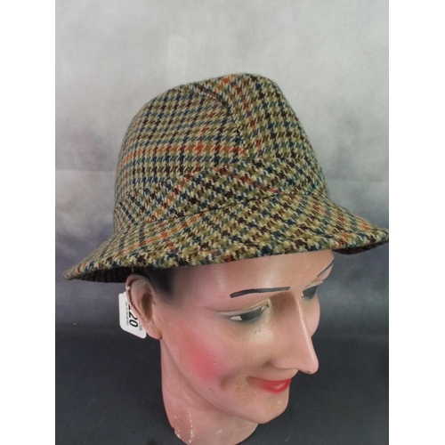 220 - Tweed style Norfolk Hat. Size large.