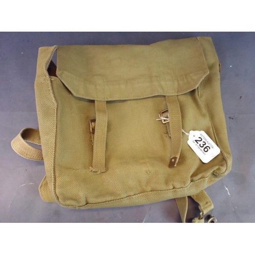 236 - Military Issue canvass back pack. Arrow marked and stamped for 1945