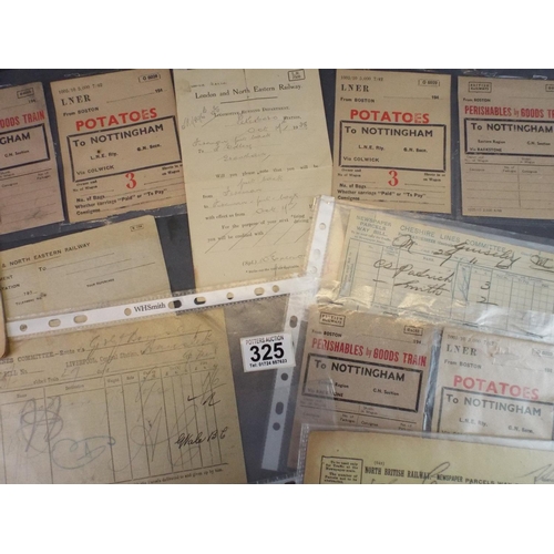 325 - Various Railway Way Bills. From 1900 to 1940's