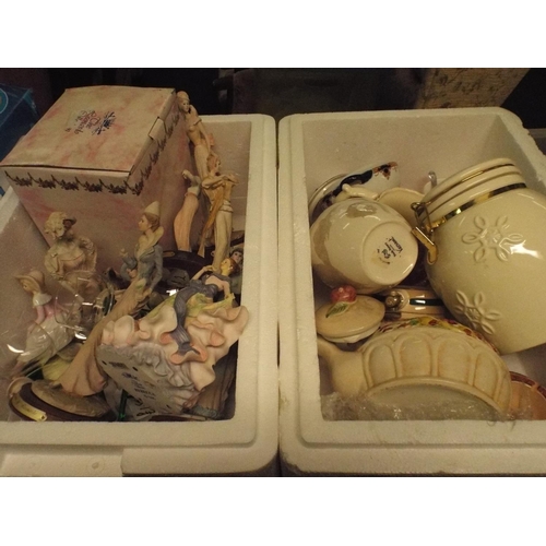 559 - Two boxes of figures and ceramics