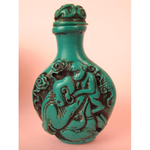 103 - Carved chinese scent bottle. 3 inches tall.