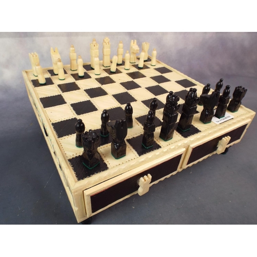 11 - Chess set made entirely of matchsticks by inmate of HM Prison.