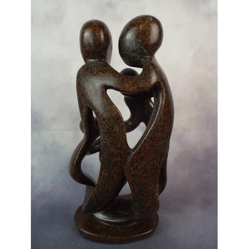 2 - African family group carved in African Shona stone.