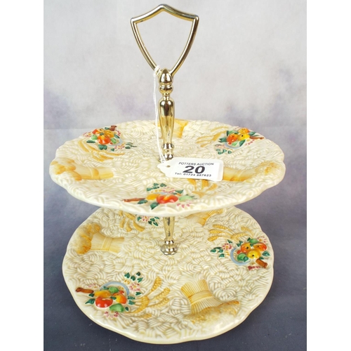 20 - Clarice Cliffe Two tier cakestand in the Celtic Harvest pattern.