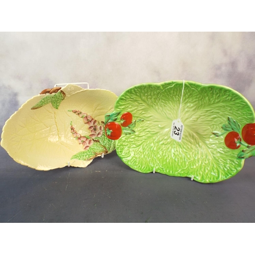 23 - A Beswick Leaf dish along with a Carltonware leaf dish.