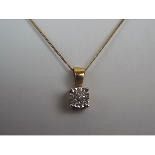 48 - 9ct Diamond set pendant on an 18 inch 9ct gold chain.