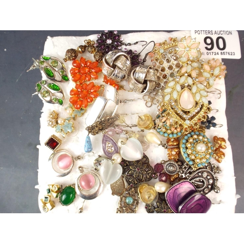 90 - Selection of Costume earrings.