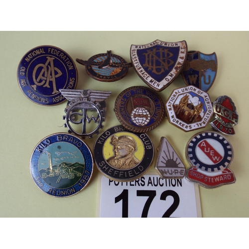 172 - Selection of metal and enamel Union badges