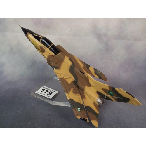 179 - Model Tornado aircraft in Saudi colours on perspex base.