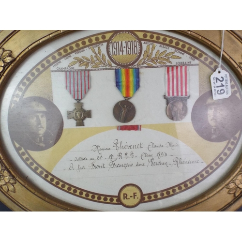 219 - French WW1 Medal and deication plaque