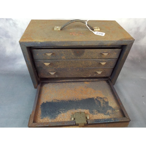 220 - Vintage metal locking tool box, 1930's era.