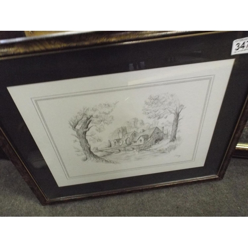 347 - Framed prints under glass of countryside scenes