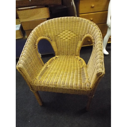 442 - Basket weave wicker conservatory chair.