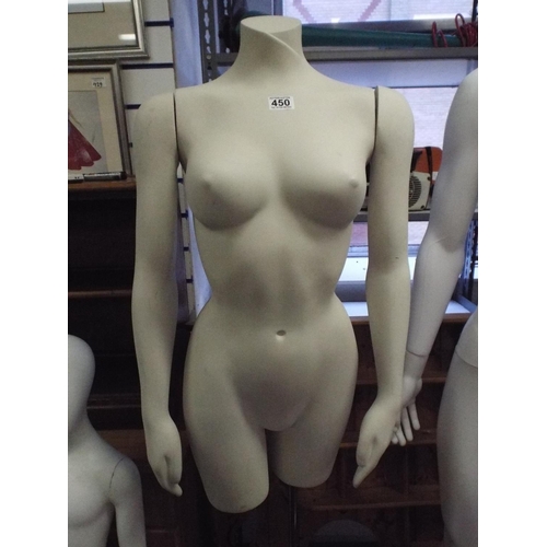 450 - life sized Female torso mannequin on chrome stand