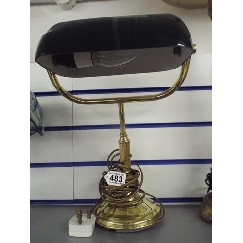 483 - Brass based bankers lamp