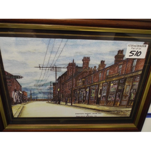 510 - Three framed and mounted Lithographs by Peter David Bradshaw, of Denaby nr Doncaster