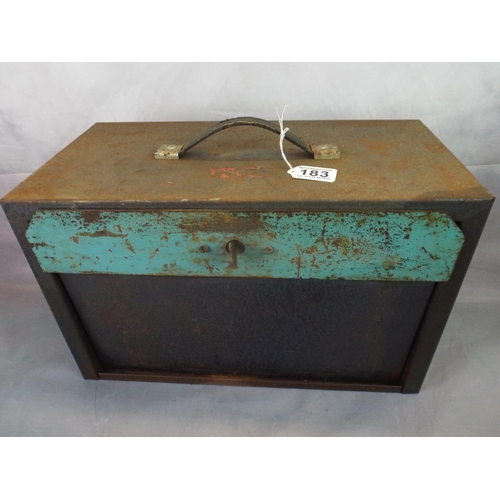 183 - Vintage metal portable tool box with locking front