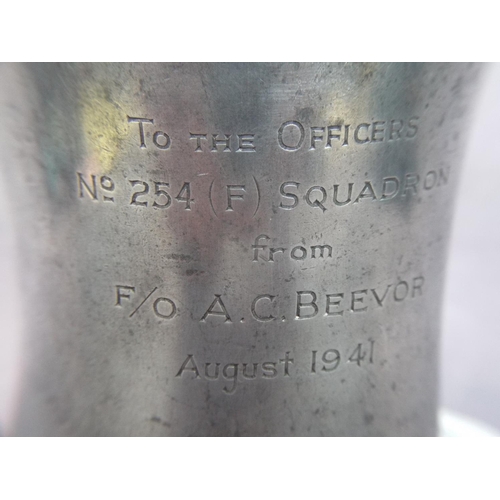 90 - WW2 Era Pewter RAF Mug. Inscribed for August 1941.