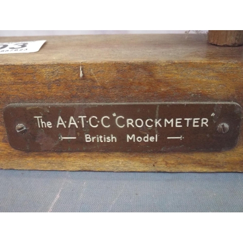 193 - Vintage AATCC Crockmeter for testing floor fabrics. 1940's era