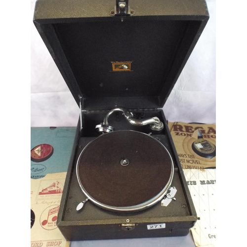 271 - Vintage HMV wind up Gramophone with many old records.,(100+) for repairs.