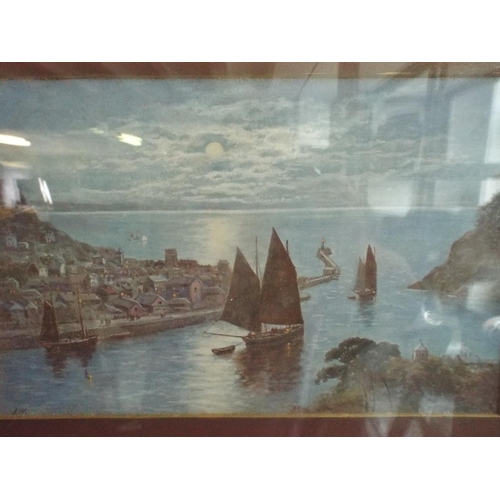 302 - Signed print of Looe harbour.