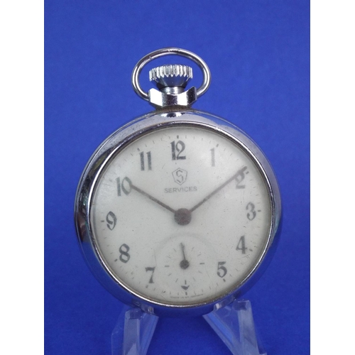 43 - Services' Chrome pocket watch. In working order.