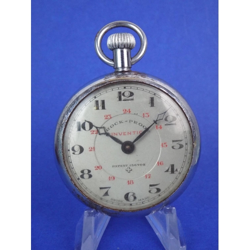 45 - Inventic, Swiss made pocket watch. Crown wind with chrome case. Working order