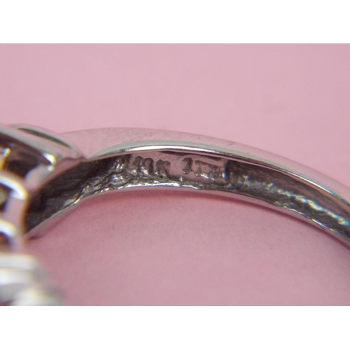 63 - 14ct, Three Diamond set ring. Finger size 'L5'   2.9g