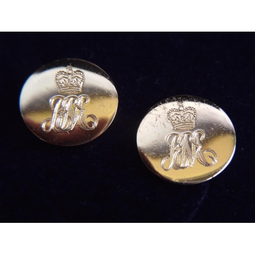 65 - Pair of Cufflinks with Queens crown motifs etched