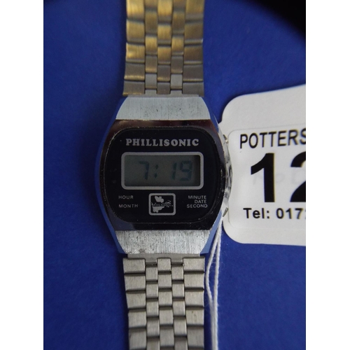 126 - 1970's Phillisonic Quartz watch with SS strap.