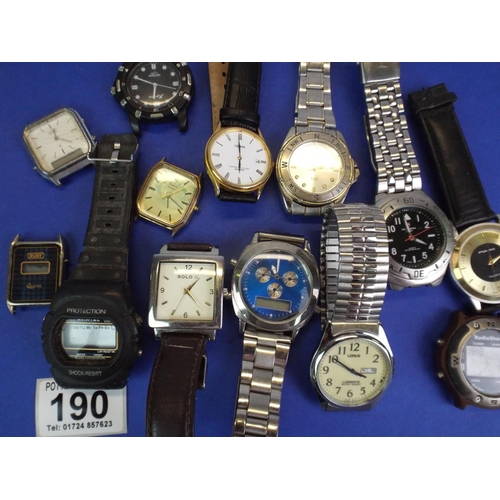 190 - Selection of Quartz watches for spares or repairs.