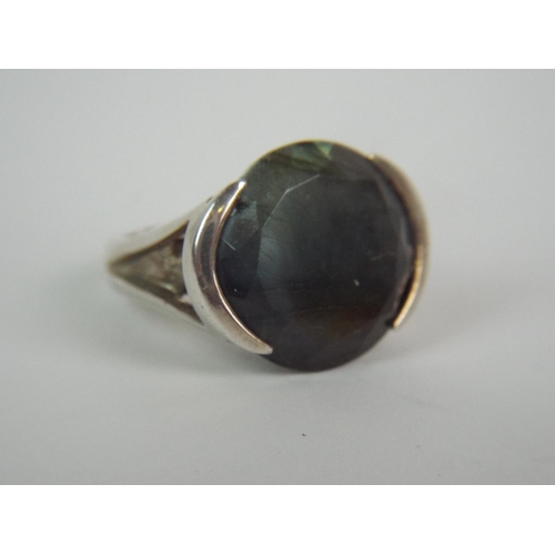 26 - 925 Silver Labradorite set ring.  'N'