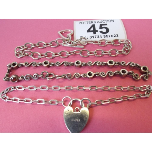 45 - Three 925 Silver bracelets