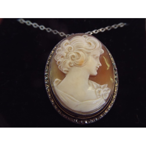 49 - Cameo pendant set in an Italian 800 silver mount.  925 silver chain.