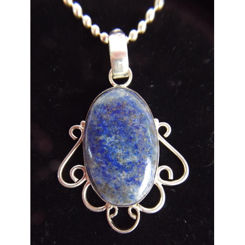 50 - Lapis Lazulai pendant in a 925 silver mount. 925 silver chain.