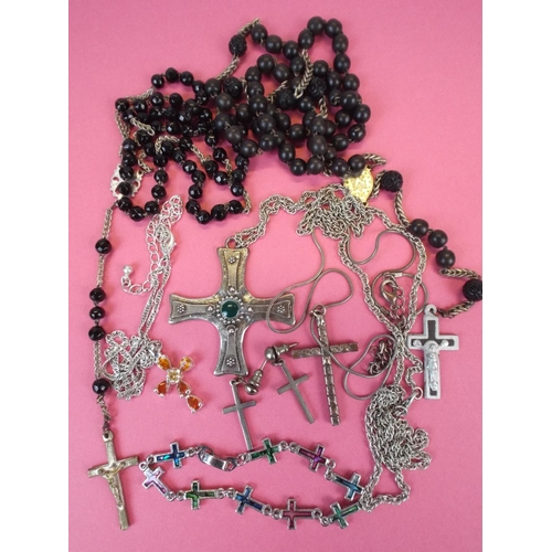 60 - Assorted Crucifix, rosaries, earrings, bracelet etc.