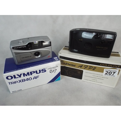 207 - olympus trip XB40 Auto focus plus Goldine supreme. Both boxed